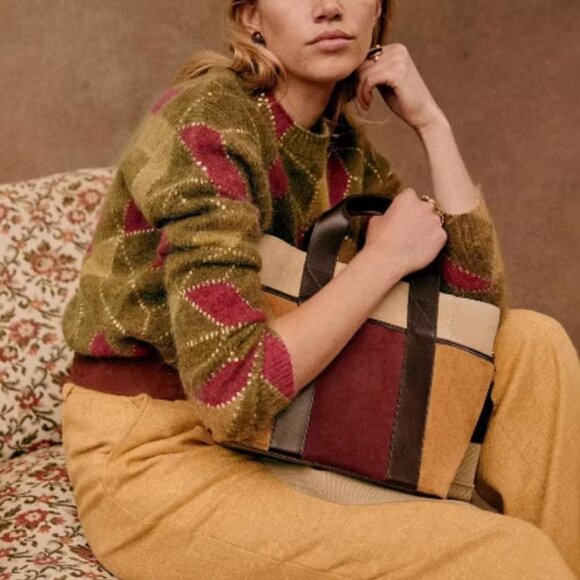 NWT Sezane Antoine Jumper - Multico/Gold French Knit Sweater Causal - Picture 2 of 6